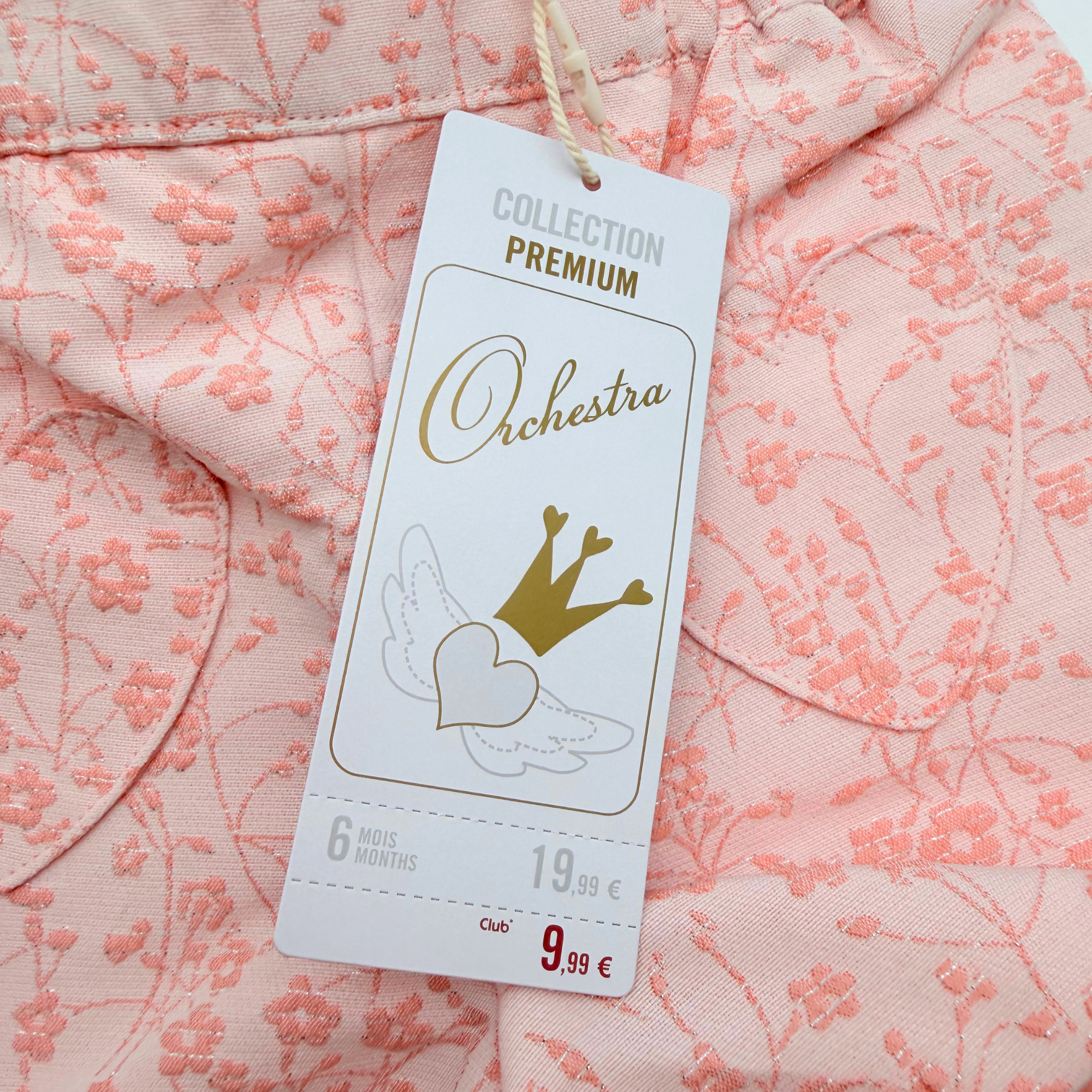 Short bébé fille rose à motif fleuri ton sur ton - 6 mois