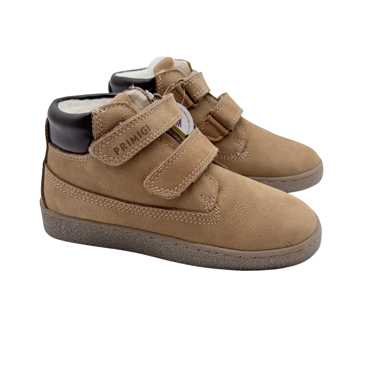 Bottines enfant camel fourrées à scratchs - 29