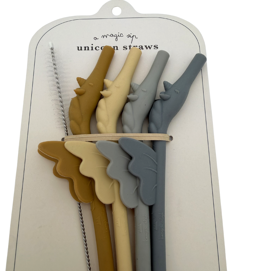 Lot de 4 pailles en silicone Licorne