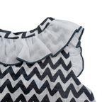 Robe à imprimé zigzag marine et blanc avec bloomer — 3 mois