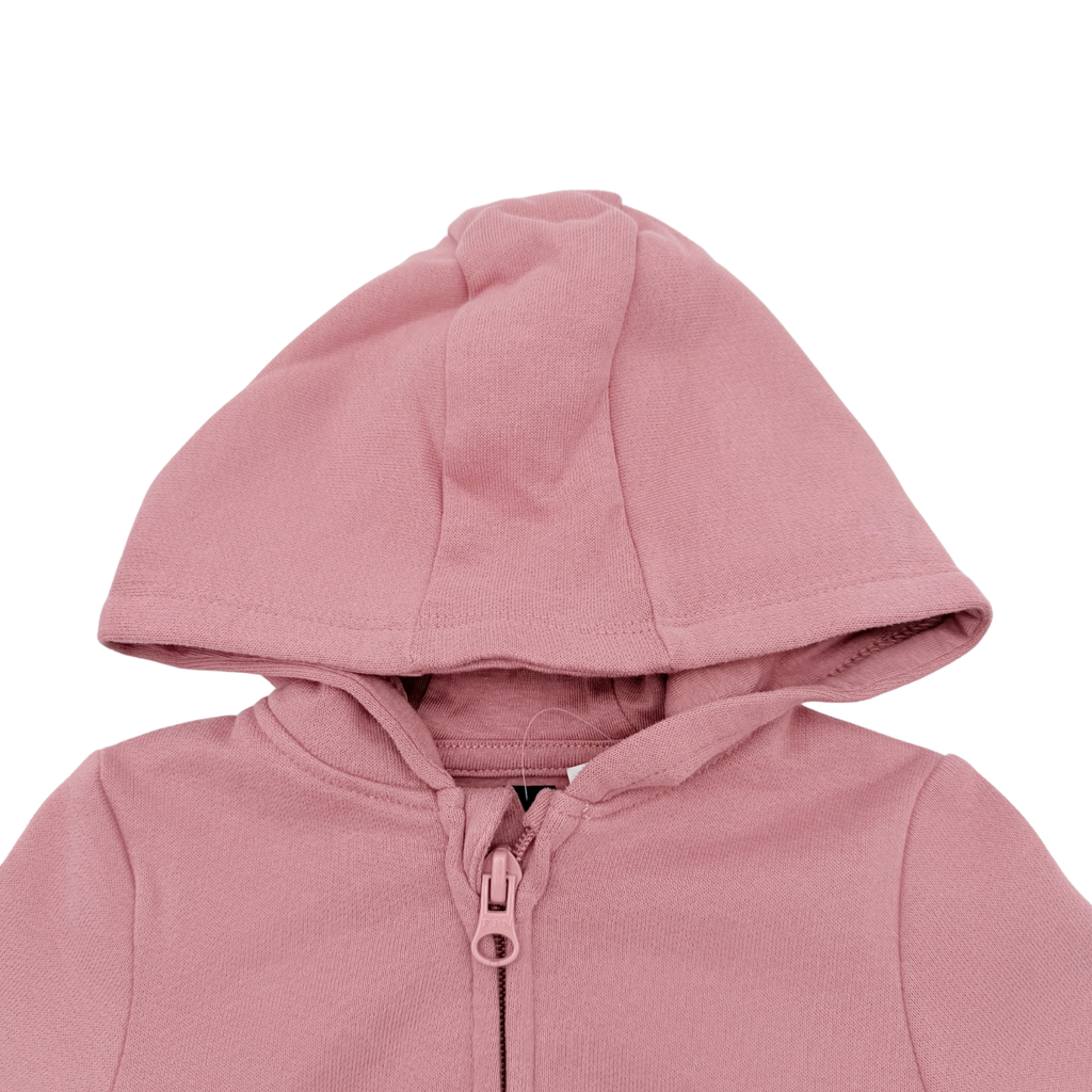 Sweat zippé bébé rose à capuche -  3 mois