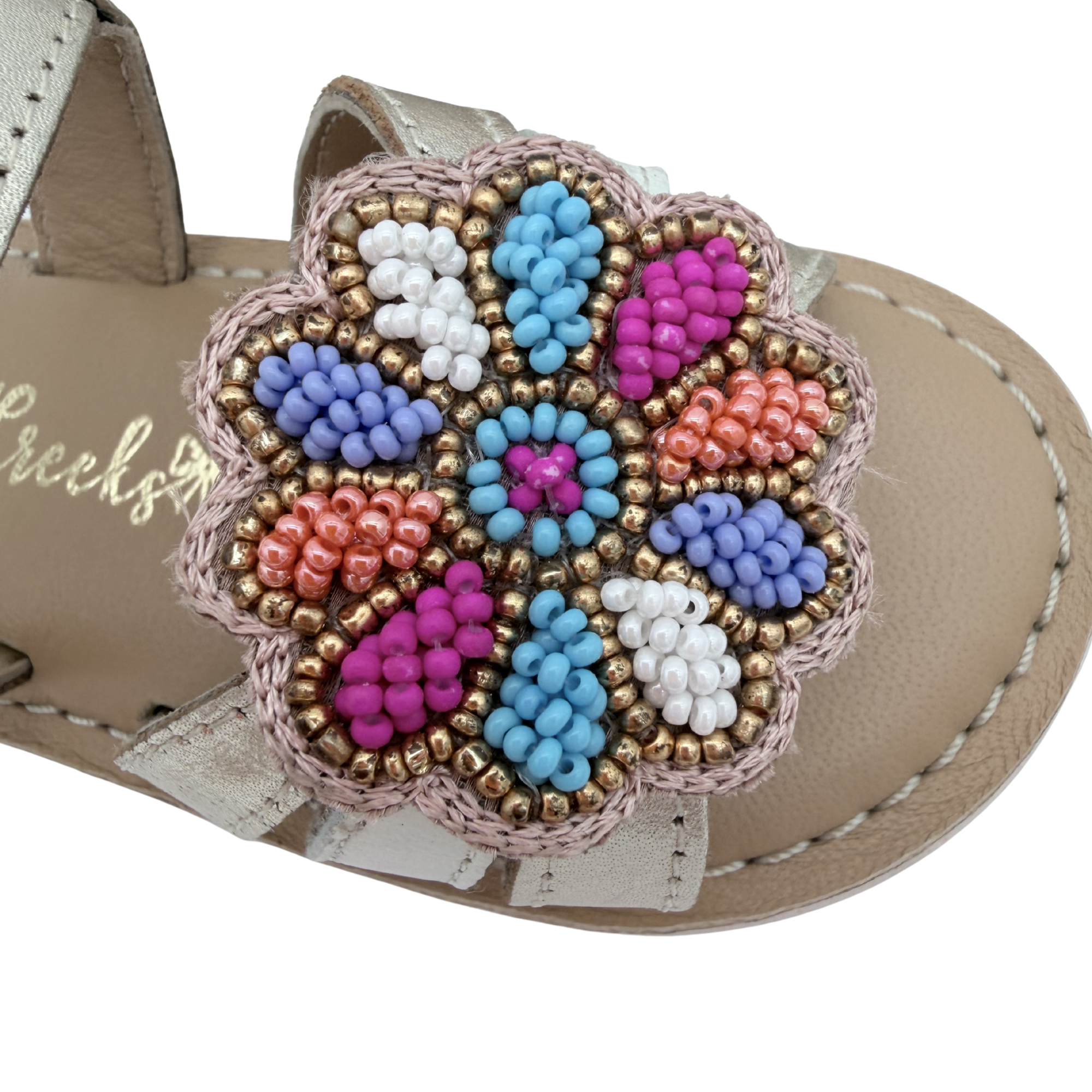Sandales dorées fleur perlée — 21