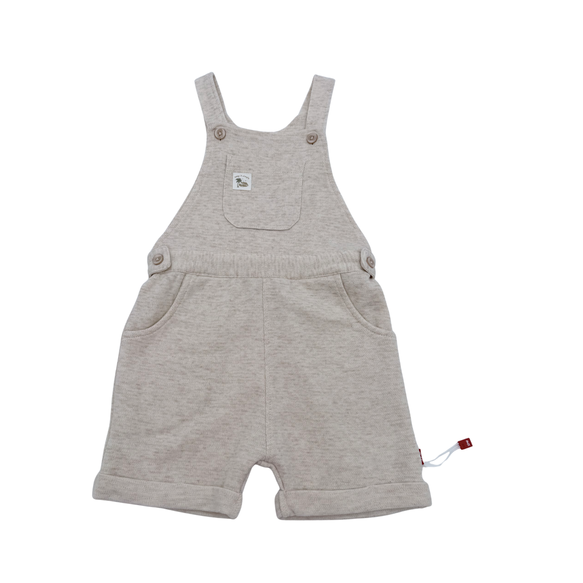 Salopette short beige chiné — 12-18 mois