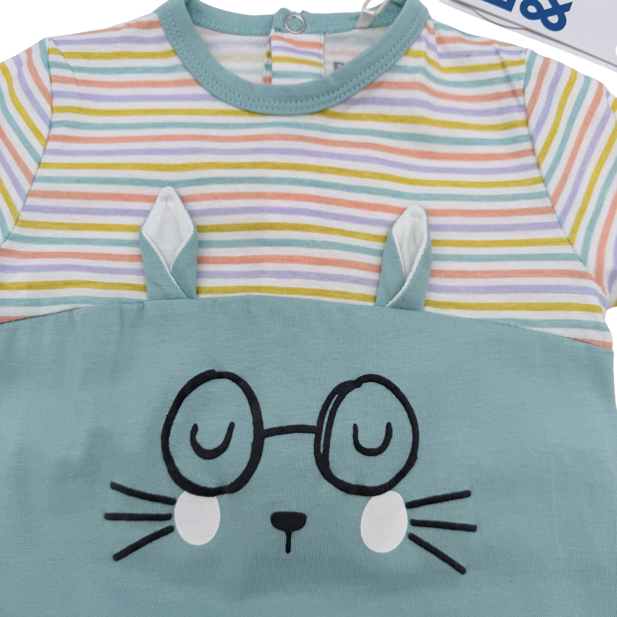 Pyjama souris bleu d'eau rayé — 9 mois