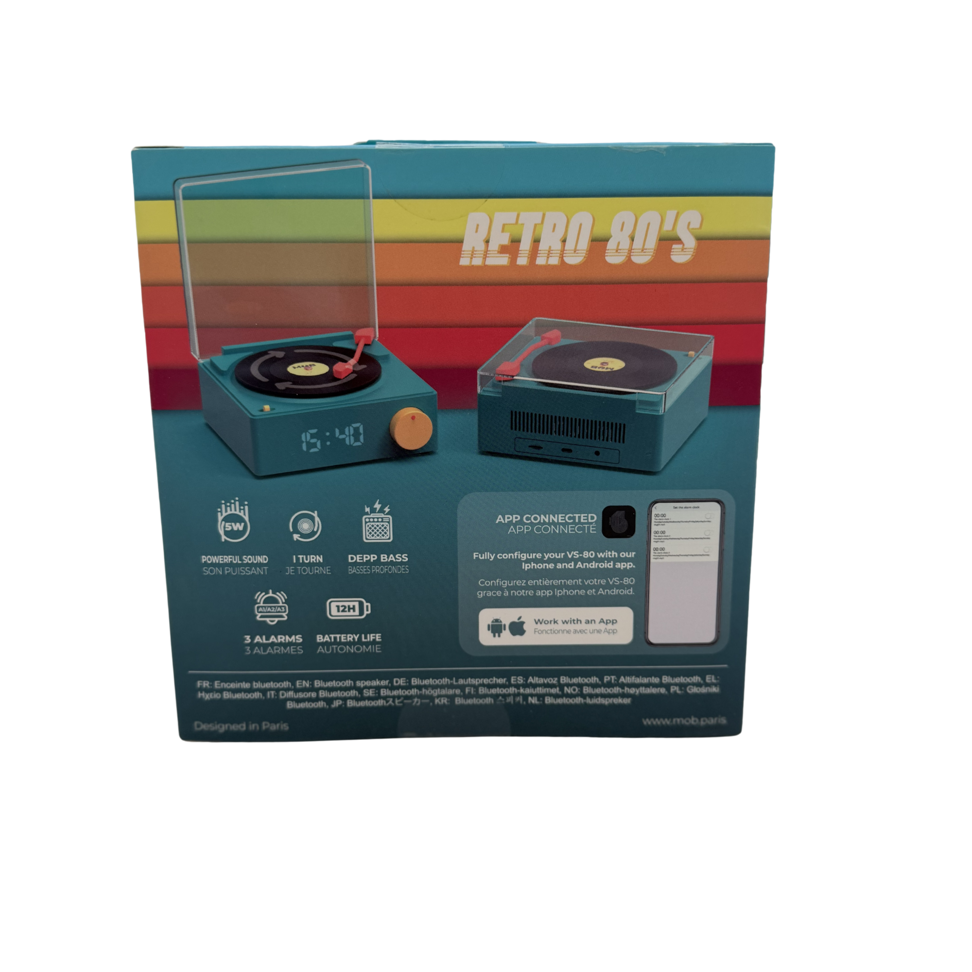 Enceinte bluetooth rétro avec réveil intégré VS-80