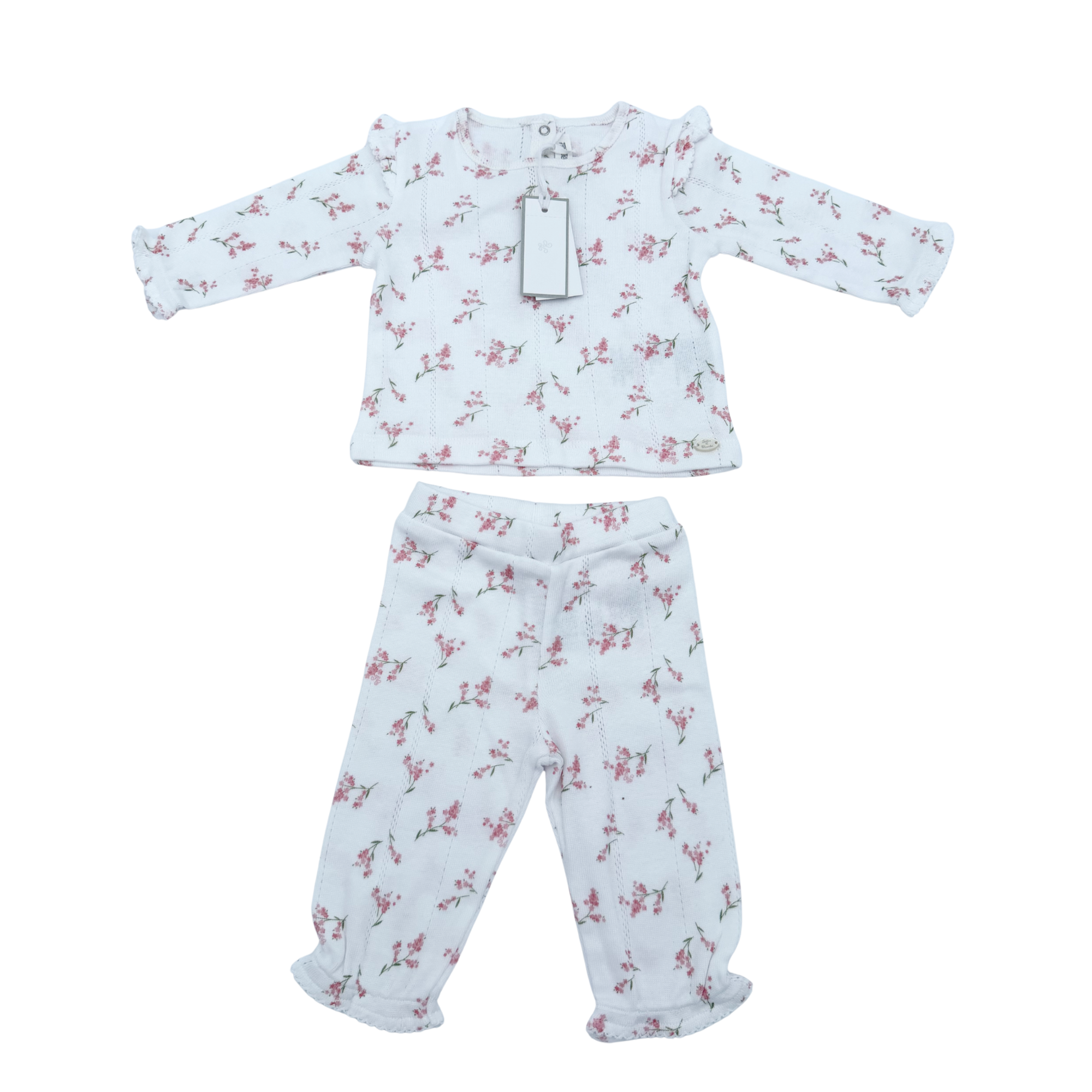 Ensemble blanc imprimé fleurs — 3 mois