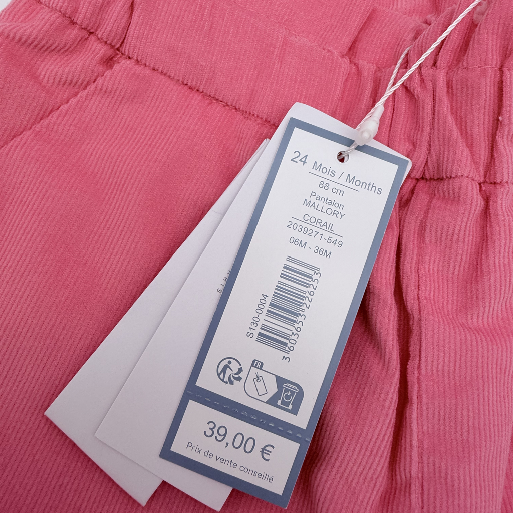 Pantalon velours rose — 24 mois