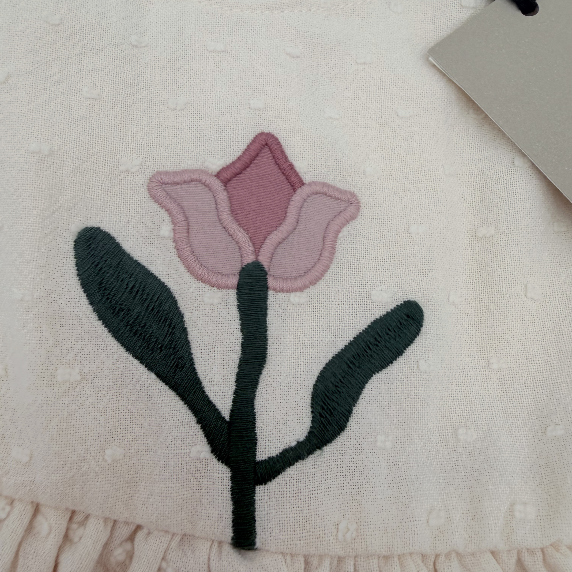 Robe plumetis écrue — 6-9 mois