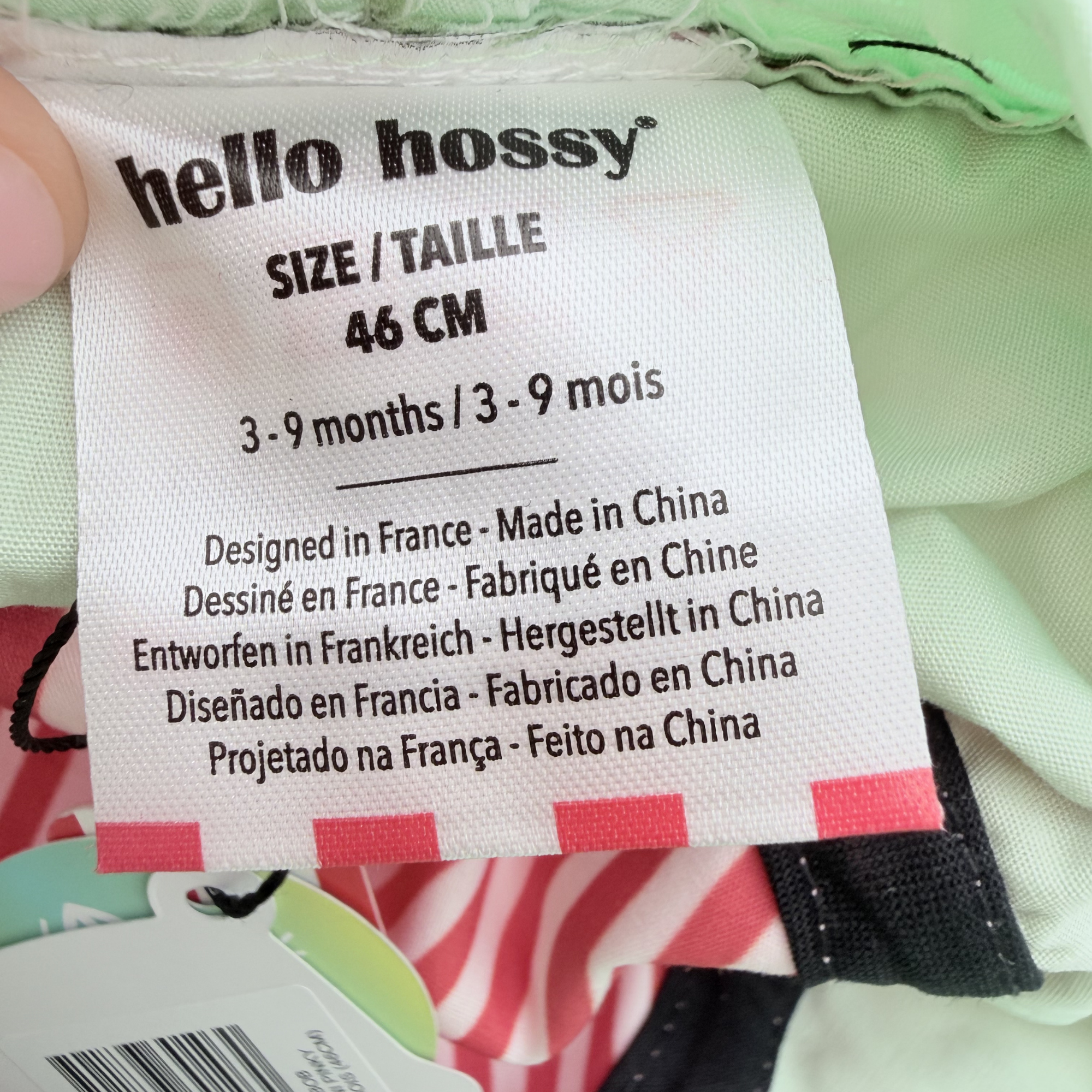 Bob colorblock rose, vert et menthe – 3-6 mois