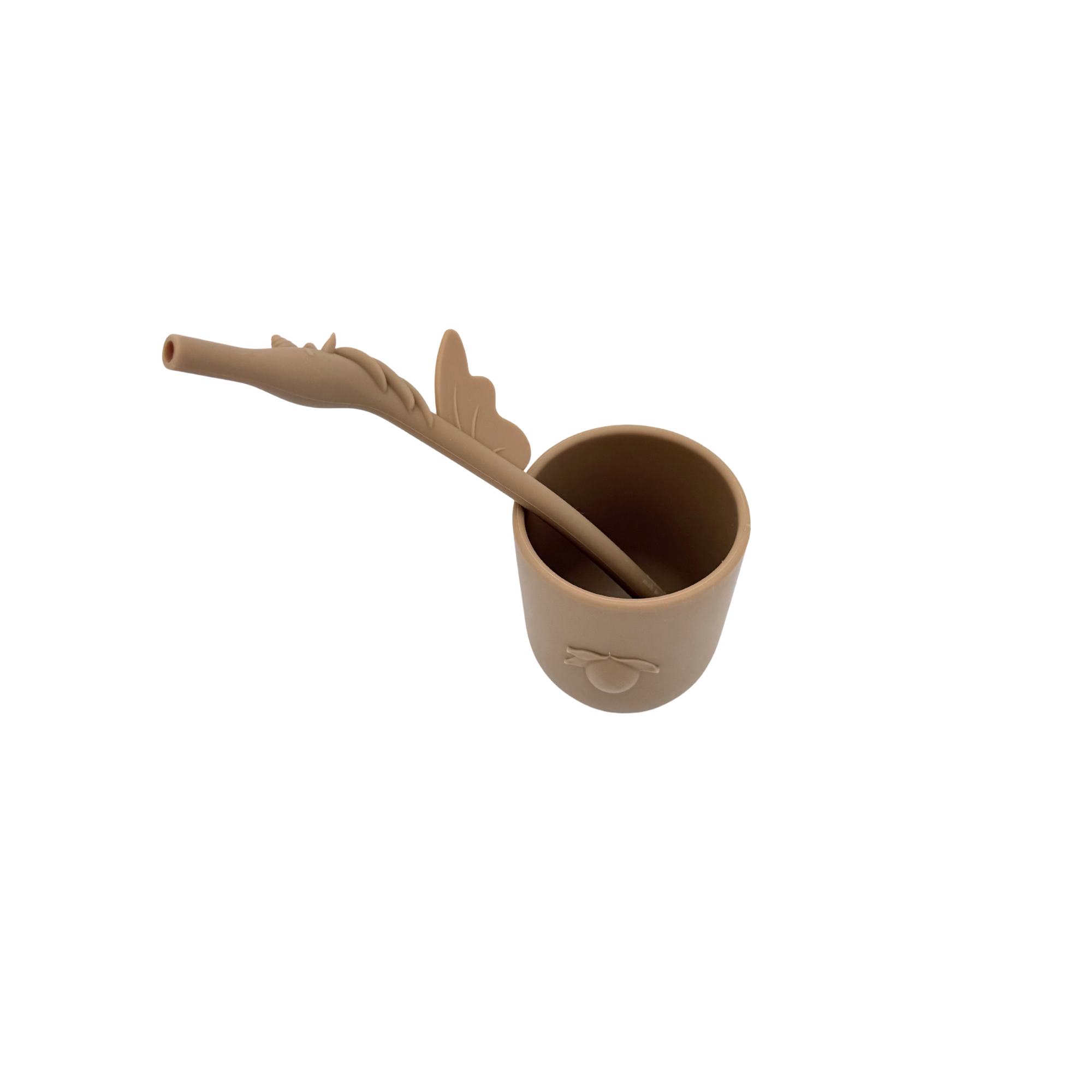 Ensemble gobelet citron et paille licorne en silicone