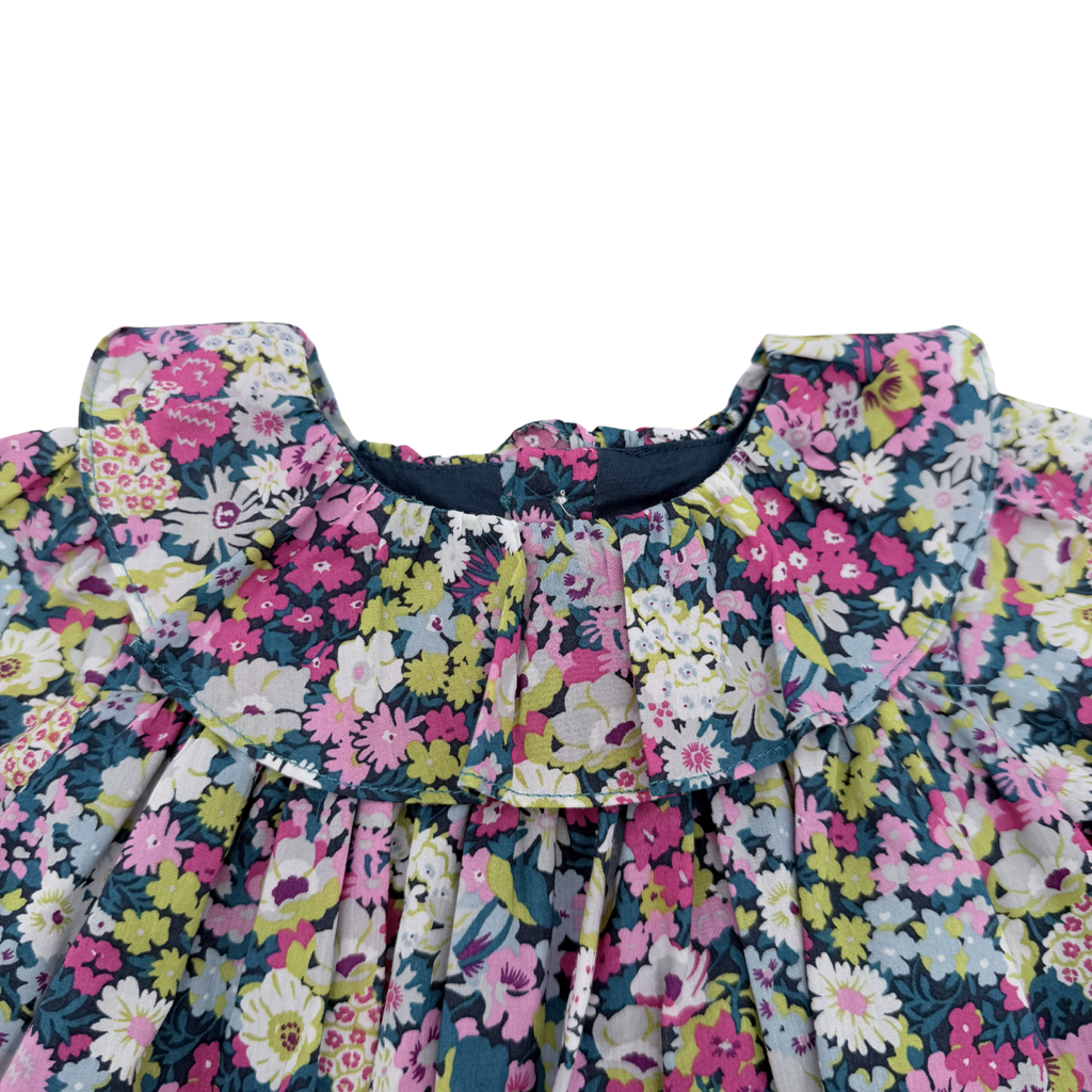 Robe fleurie multicolore à col volanté — 6 mois