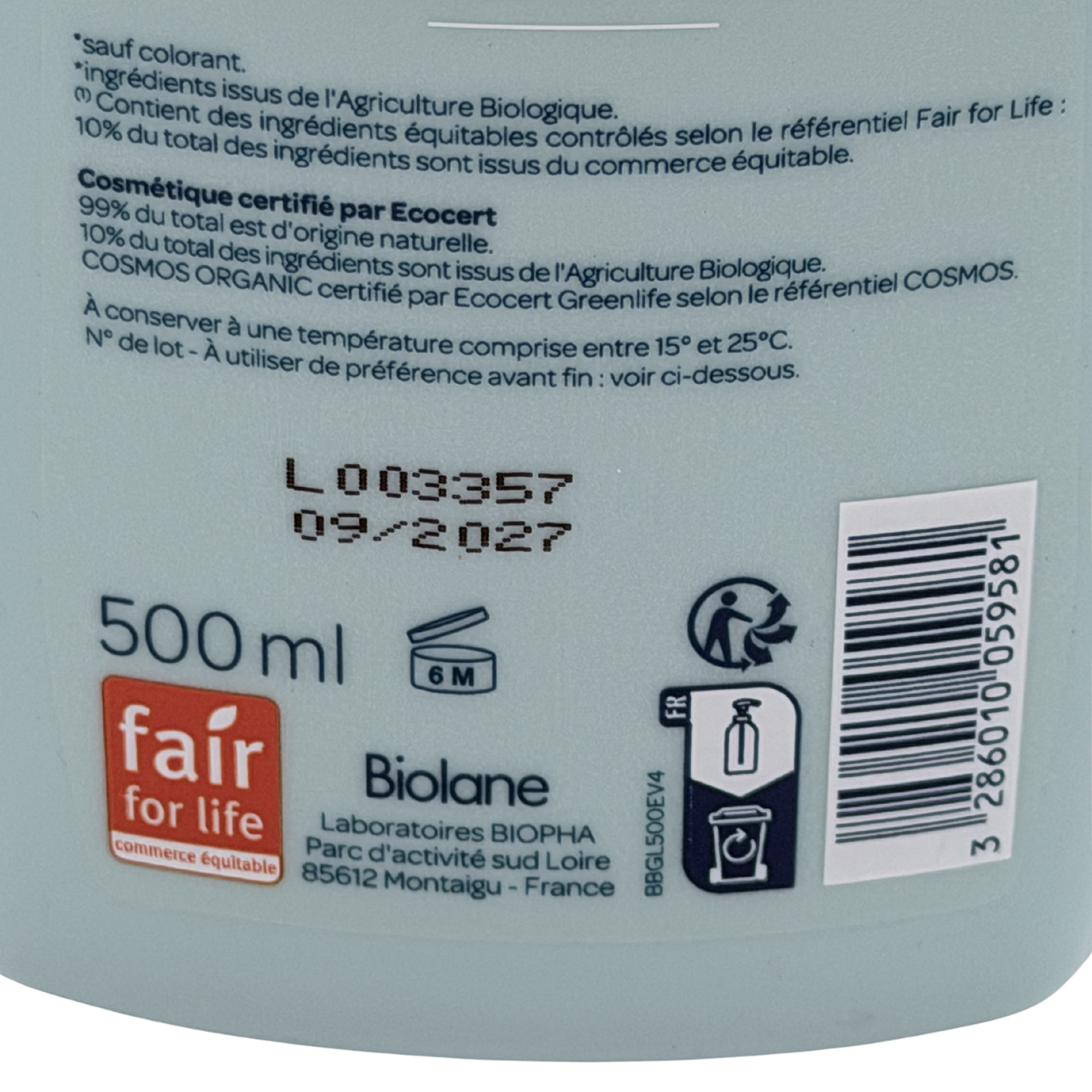 Gel lavant corps & cheveux bio — 500 ml