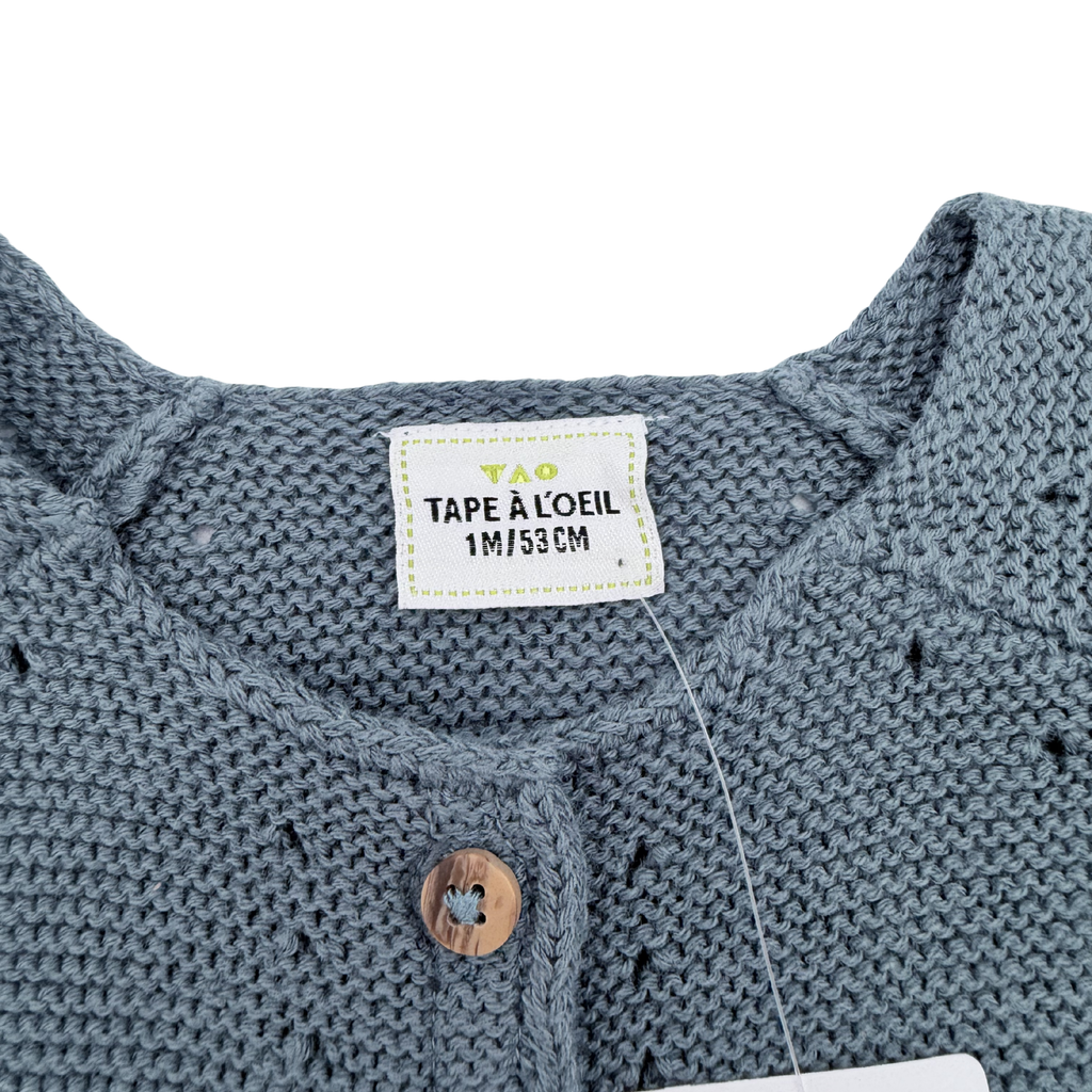 Gilet maille bleu pétrole boutonné — 1 mois