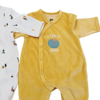 Lot de 2 pyjamas bébé en velours blanc et moutarde - 1 mois