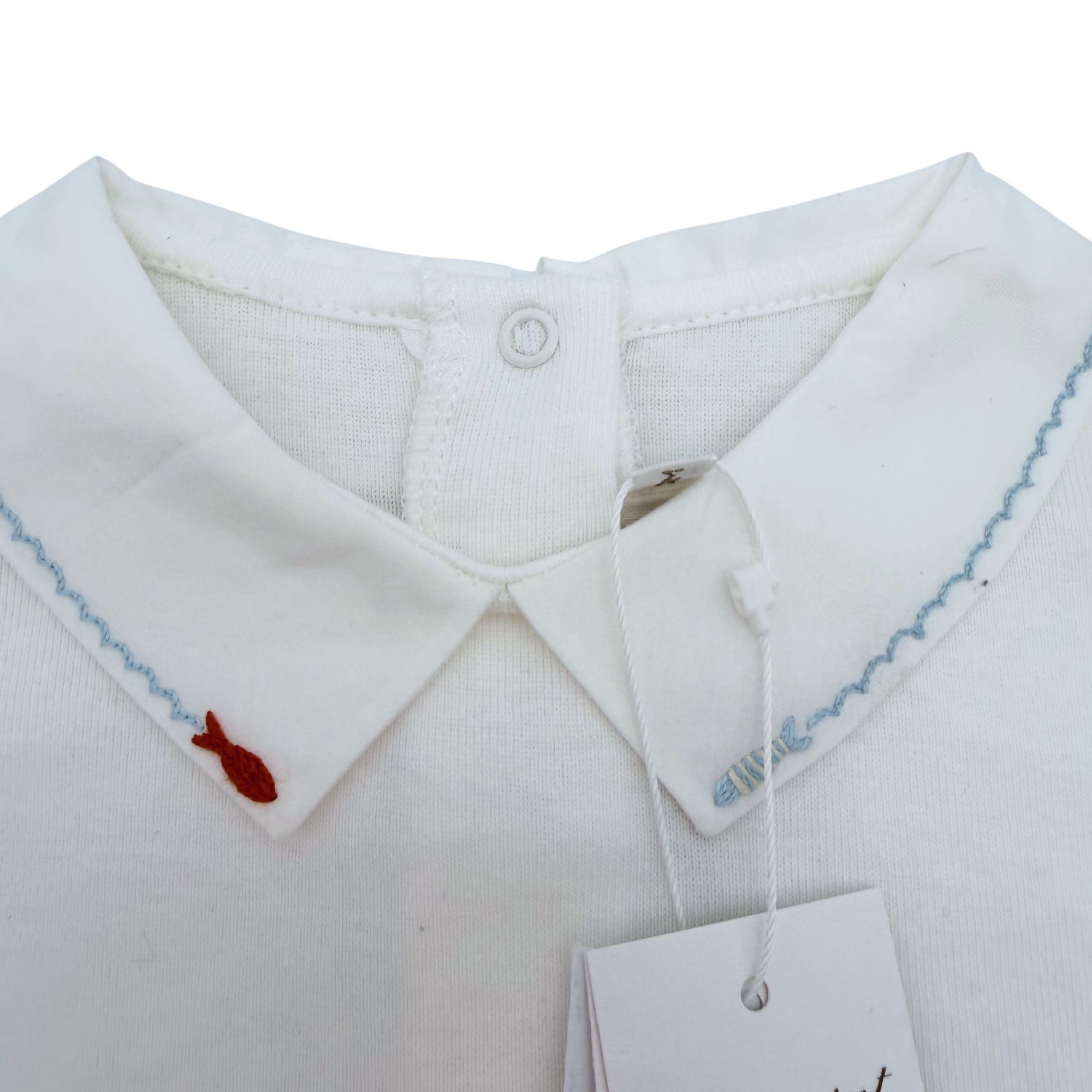 Body blanc à col brodé main — 18 mois
