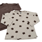 Lot de 2 t-shirts manches longues côtelés ours — 12 mois