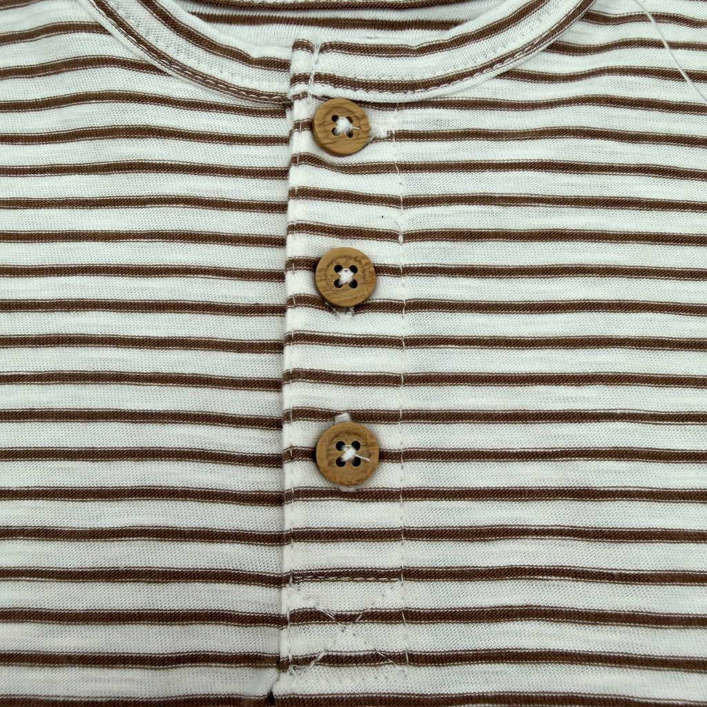 T-shirt bébé garçon rayé écru et marron - 12 mois