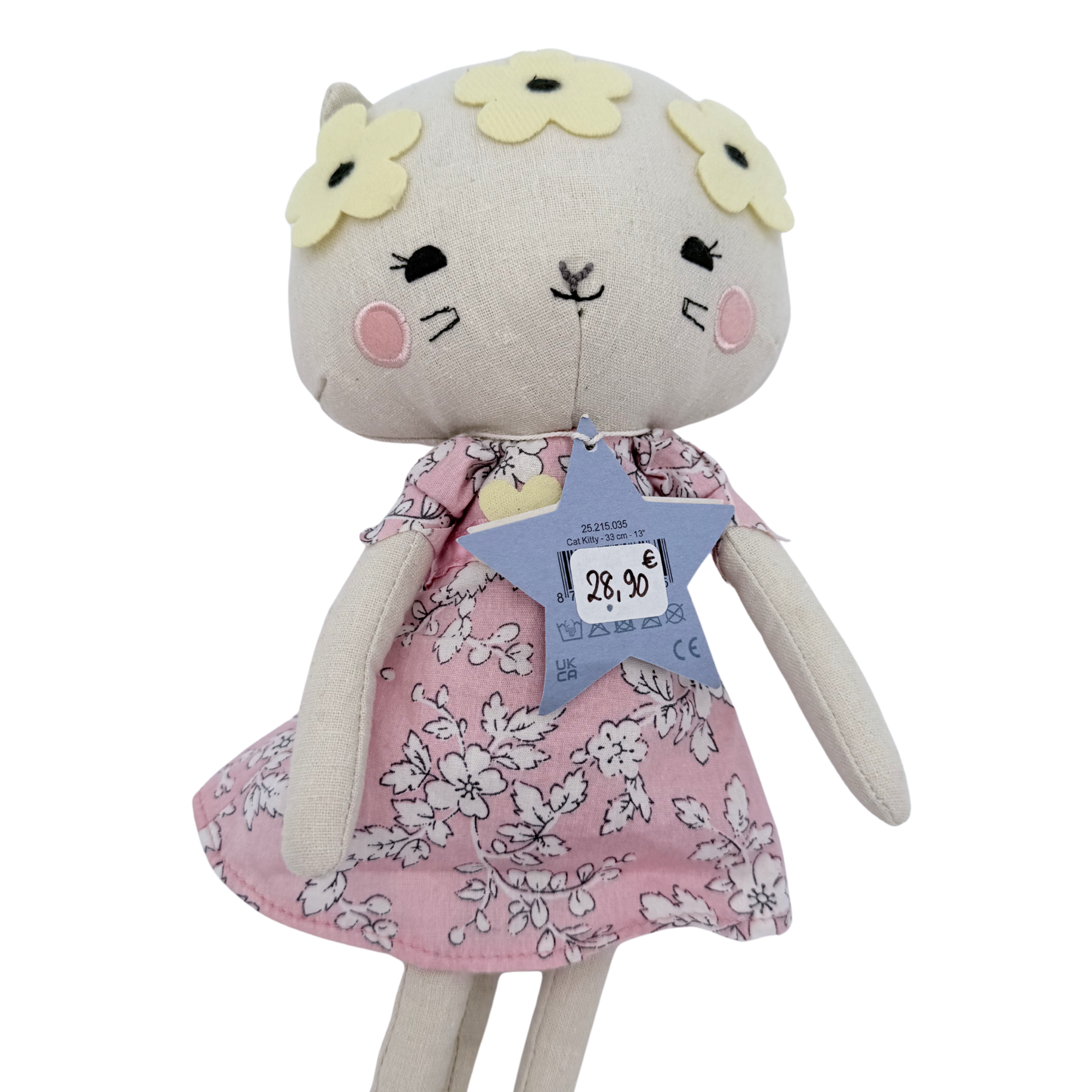 Peluche chat fleurie —33 cm