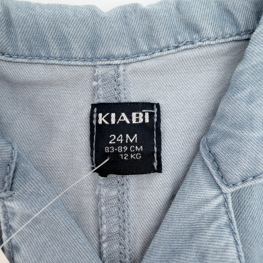 Combinaison denim bleu clair manches courtes — 24 mois