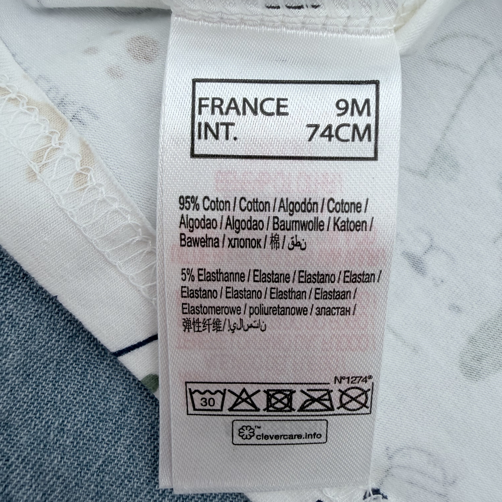 Ensemble salopette short & t-shirt imprimé chien — 9 mois