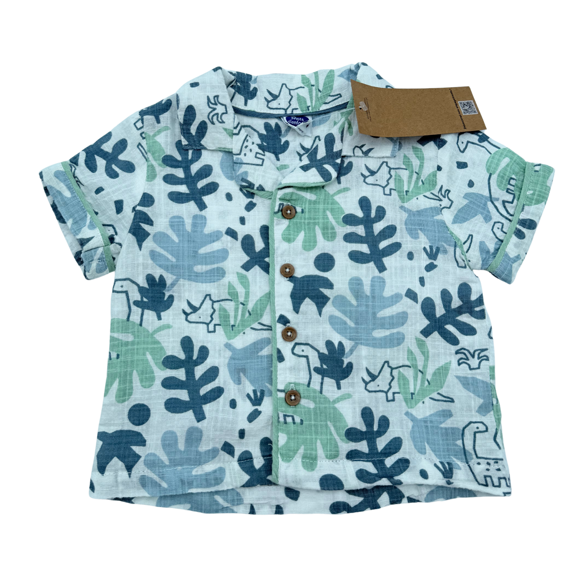 Chemisette imprimée dinosaures bleu et vert - 9 mois