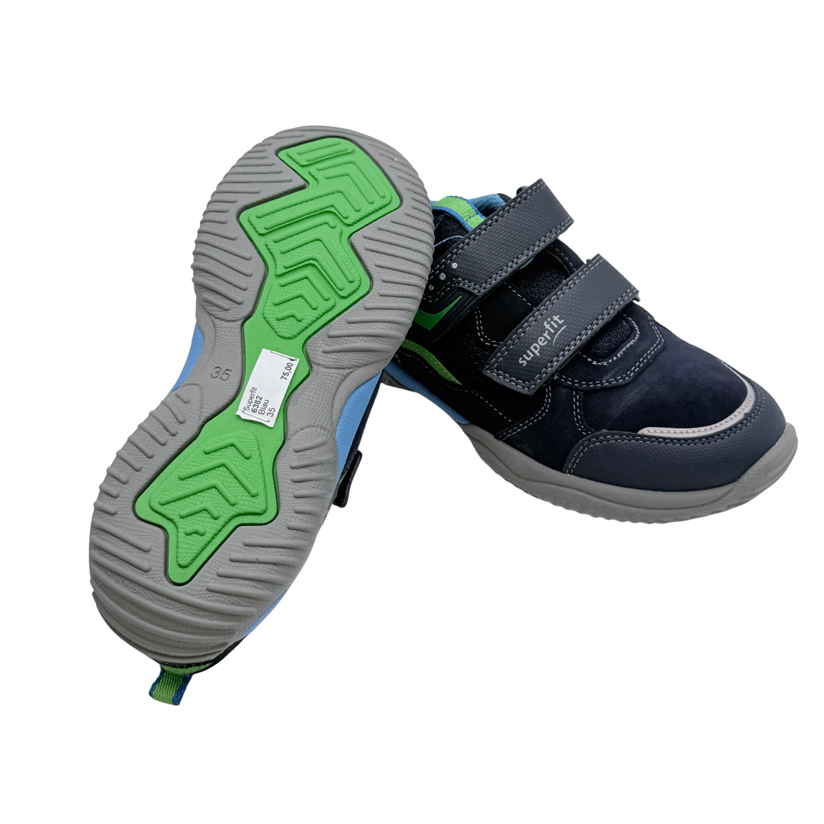 Baskets enfant bleu marine à scratchs détails verts - 25