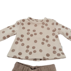 Ensemble beige à pois marron et pantalon - 1 mois