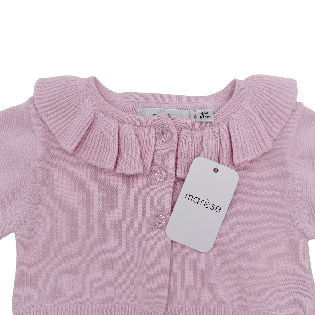 Boléro rose poudré à col volanté — 6 mois