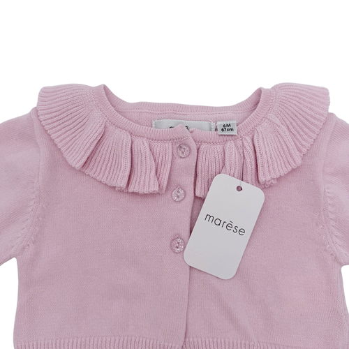 Boléro rose poudré à col volanté — 6 mois