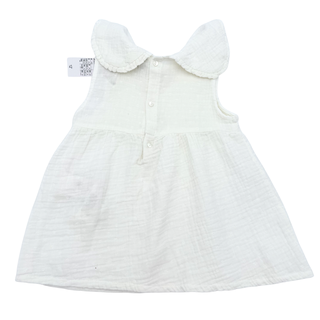 Top blanc en gaze de coton à grand col — 24 mois