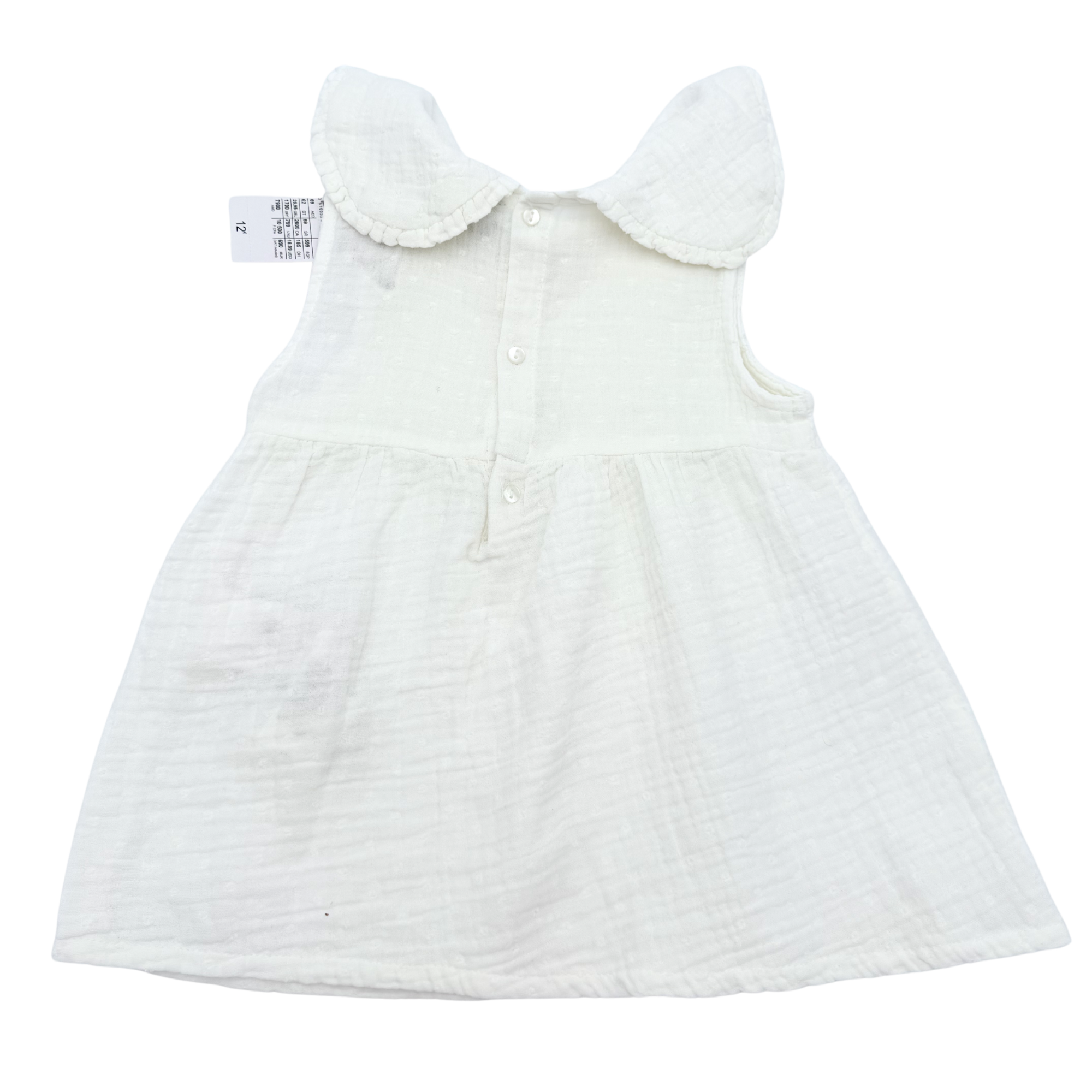 Top blanc en gaze de coton à grand col — 24 mois