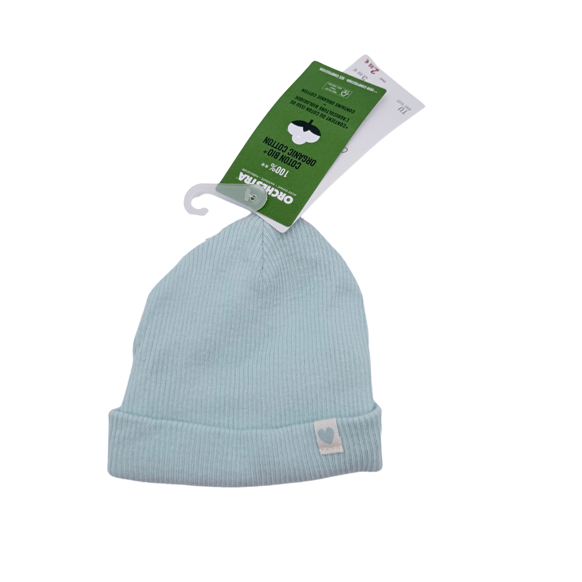 Bonnet bébé en coton bio bleu clair - 0-3 mois
