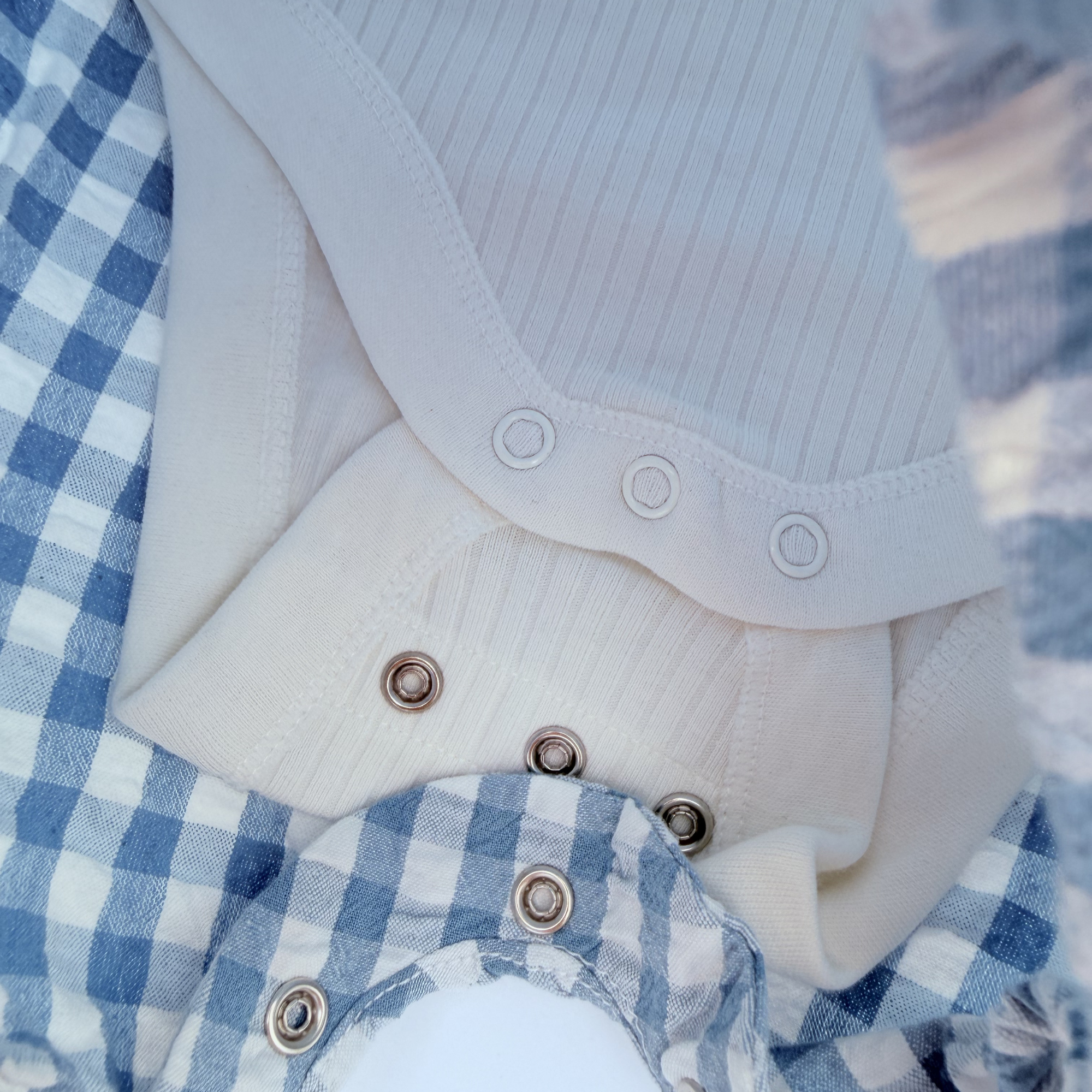 Combinaison bébé vichy bleu et blanc — 3-6 mois