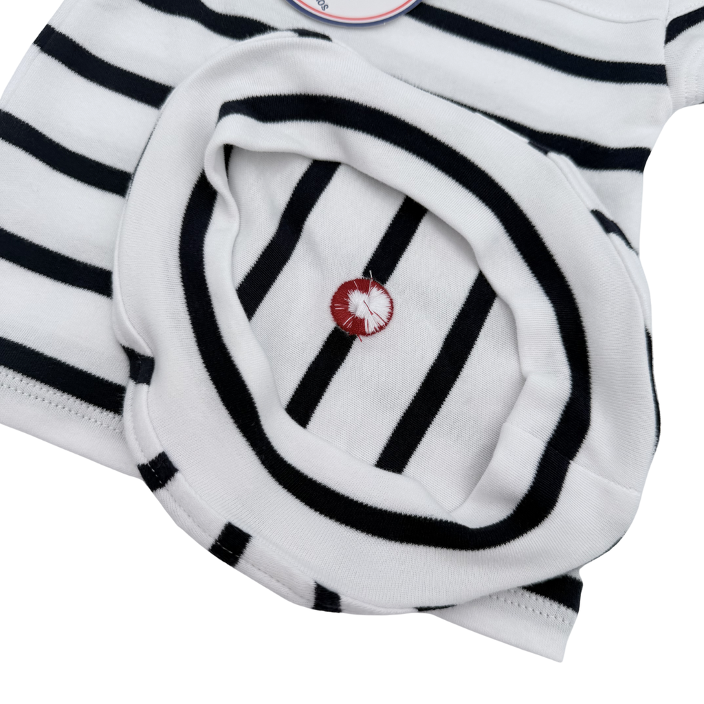 Marinière blanche et noire avec béret assorti — 6 mois