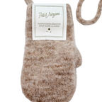 Moufles beige en maille avec cordon - 2-4 ans