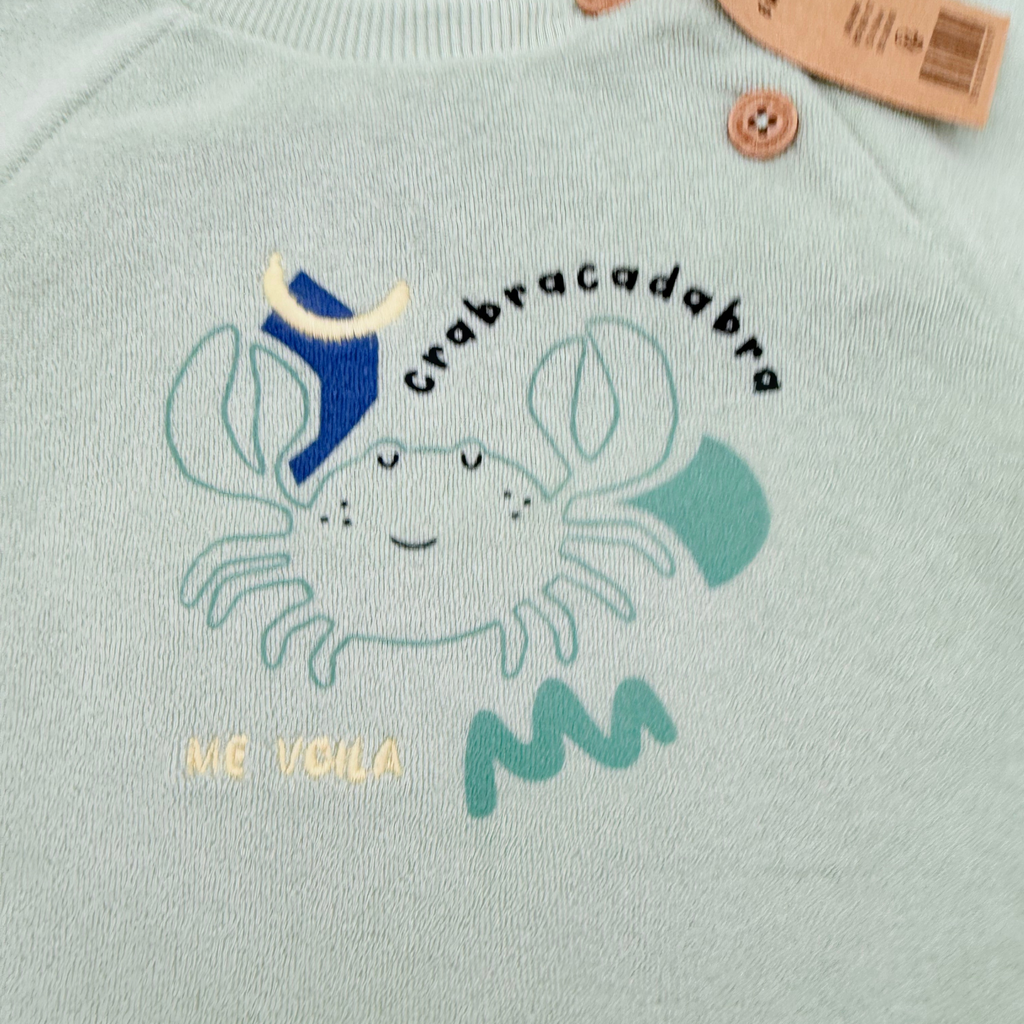 Sweat bébé vert d’eau motif crabe - 6 mois