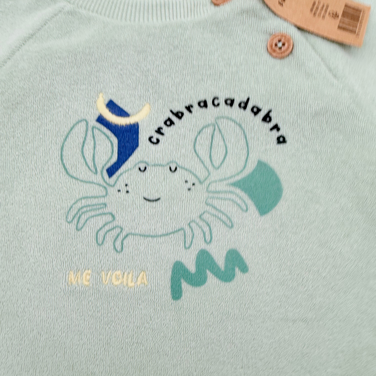 Sweat bébé vert d’eau motif crabe - 6 mois