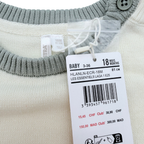 Pull bébé écru, gris et bleu marine doublé chaud - 18 mois