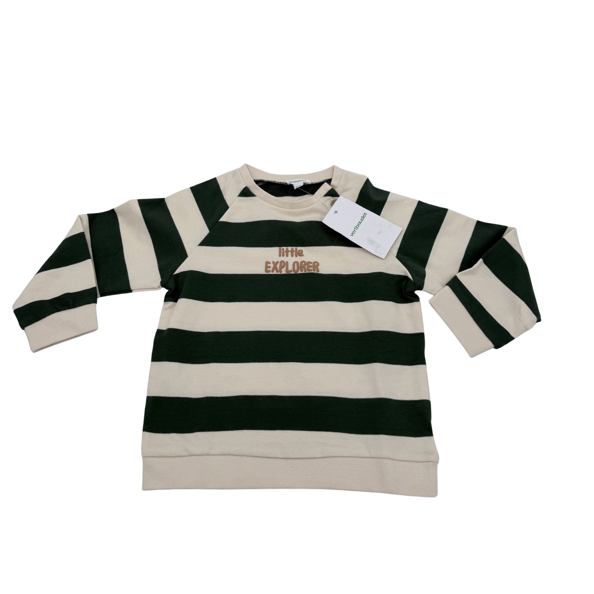 Sweat rayé “little explorer” — 36 mois