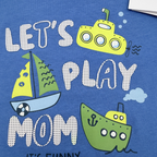 T-shirt bleu “Let’s Play Mom It’s Funny” — 18-24 mois