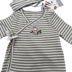 Ensemble naissance cache-cœur rayé & bonnet assorti — 3 mois