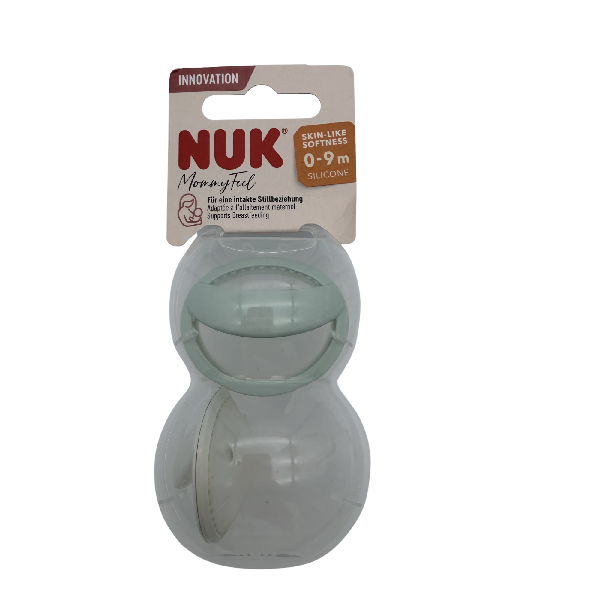 Lot de 2 sucettes silicone vert d’eau Mommyfeel — 0-9 mois
