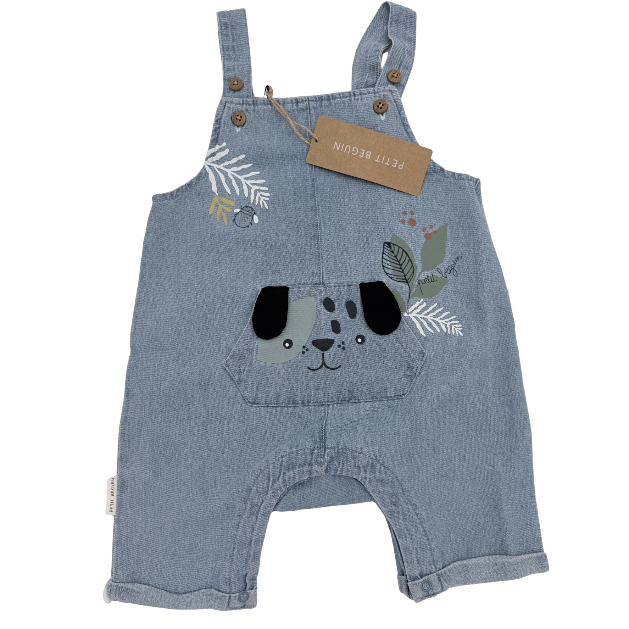Ensemble salopette short & t-shirt imprimé chien — 9 mois