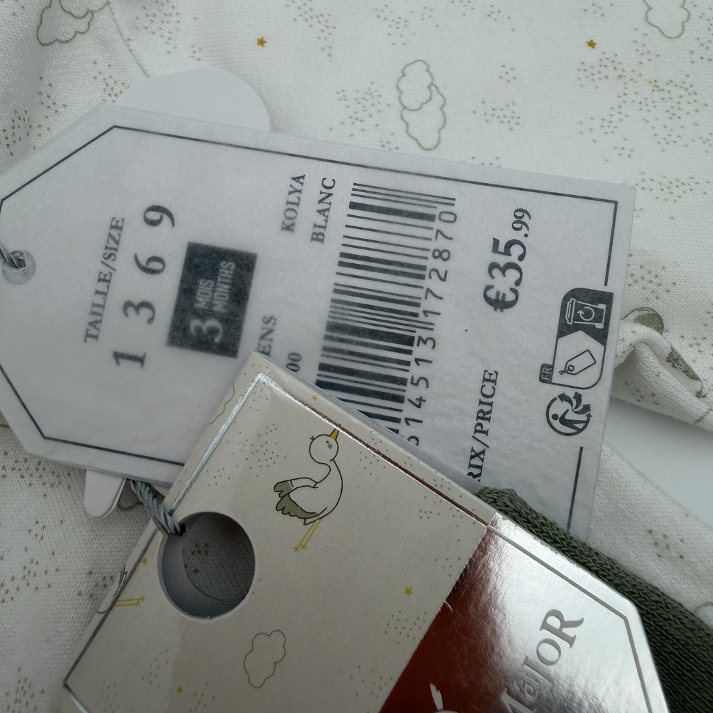 Ensemble bébé côtelé vert — 3 mois