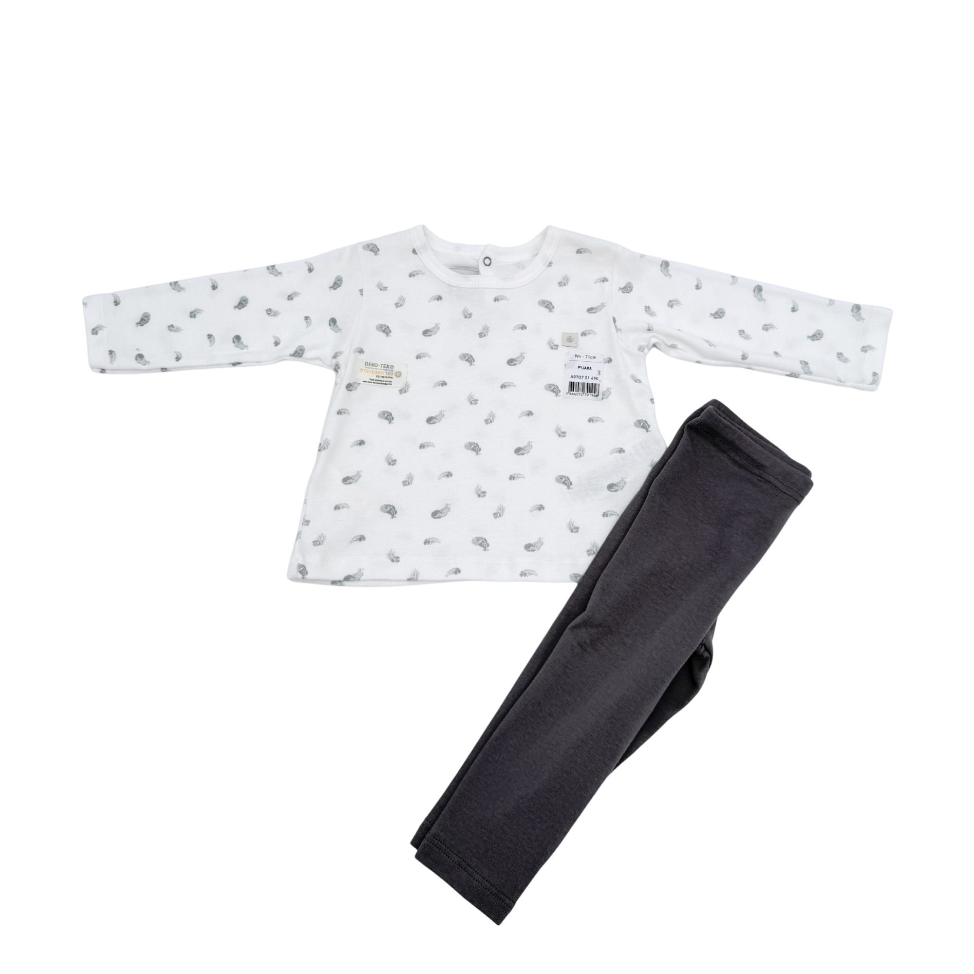 Pyjama 2 pièces imprimé gris — 9 mois