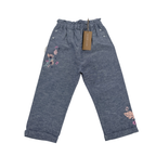 Pantalon léger bleu chiné à imprimé floral — 24 mois