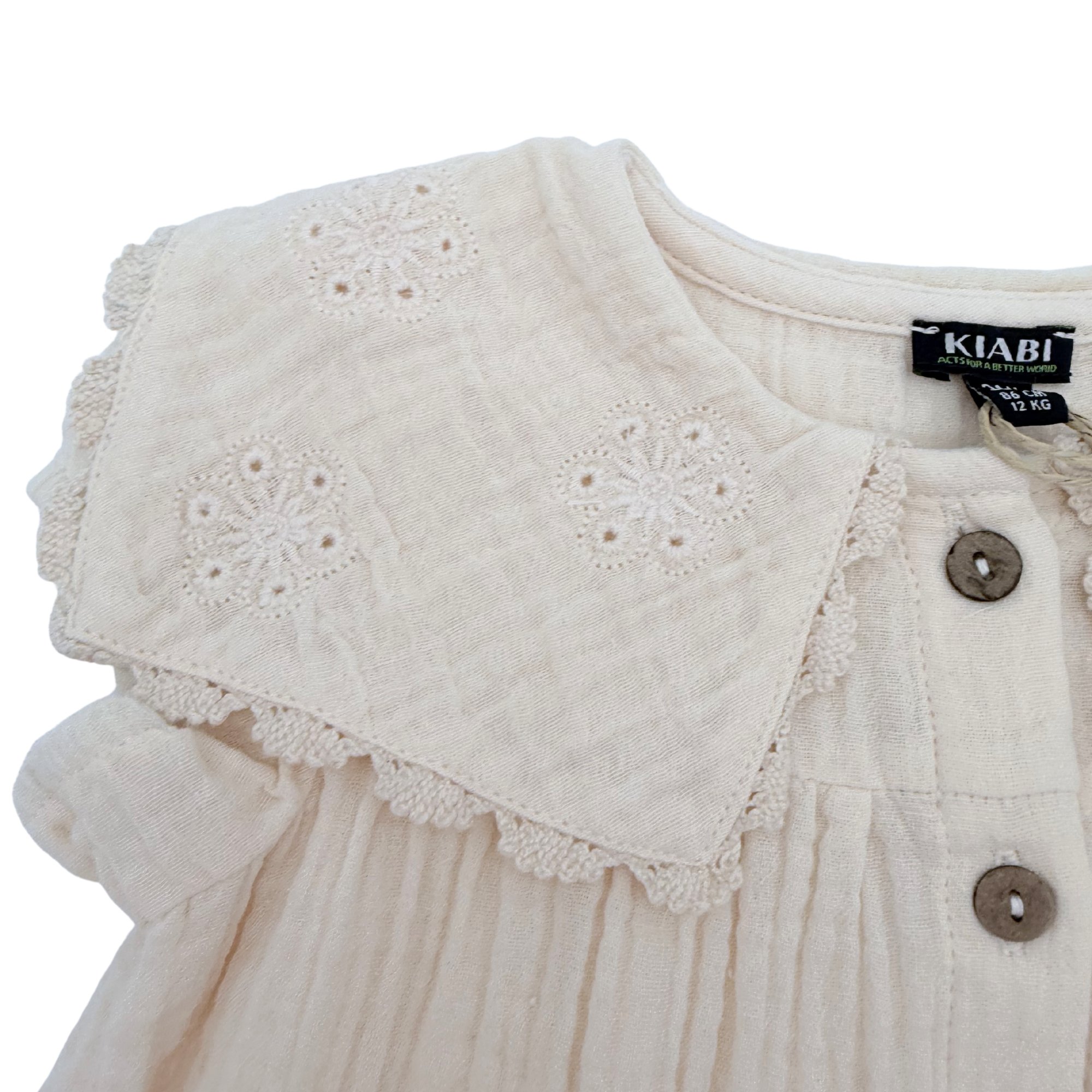 Top écru en gaze de coton brodée — 24 mois