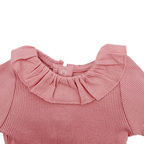 Body bébé rose côtelé à col volanté - 1 mois