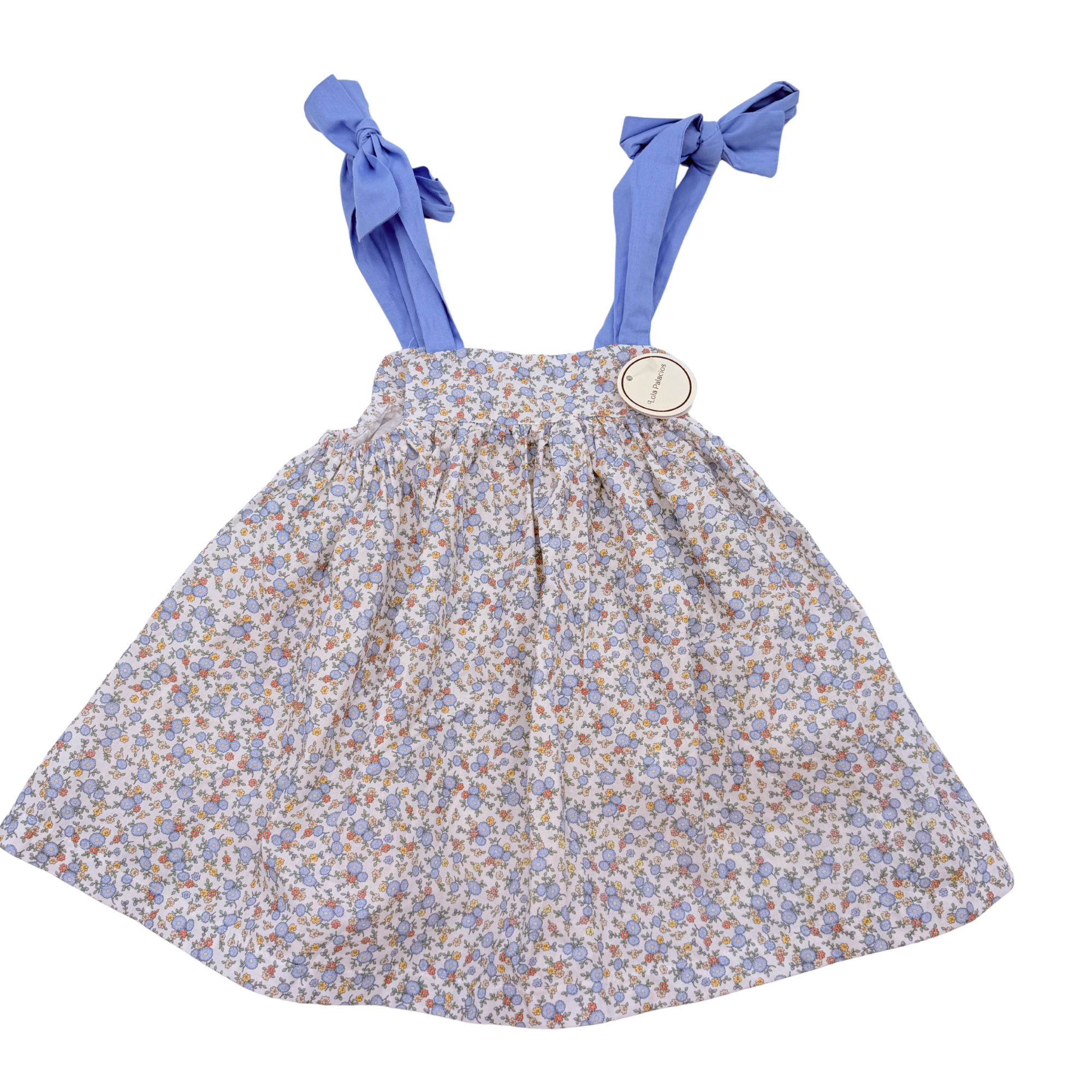 Robe à fleurs et bretelles à nouer — 2 ans