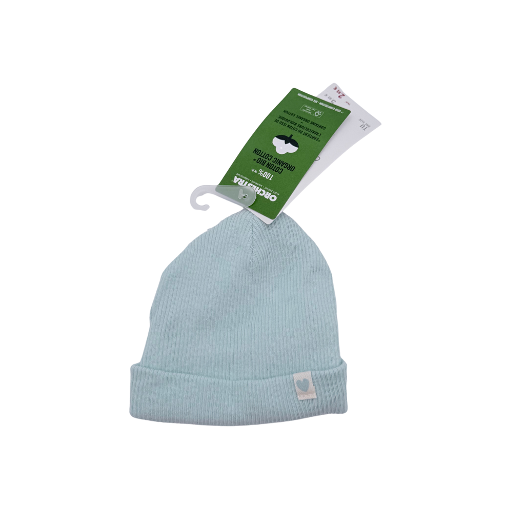 Bonnet bébé en coton bio bleu clair - 0-3 mois